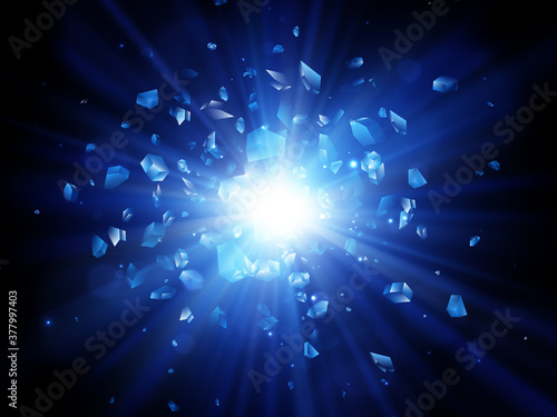 Shards of broken glass. Abstract explosion. Vector background