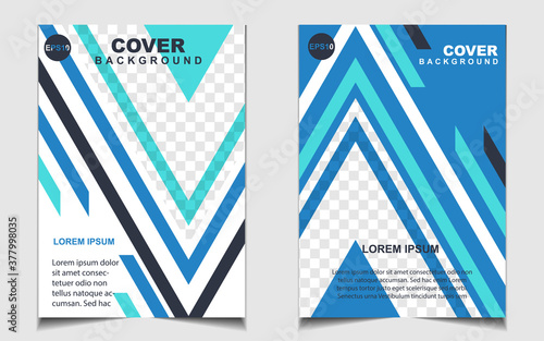Modern blue and white a4 brochure cover design background template for business and corporate. Layout space for photo. Vector graphic can use company profile, flyer, presentation, advertising, banner