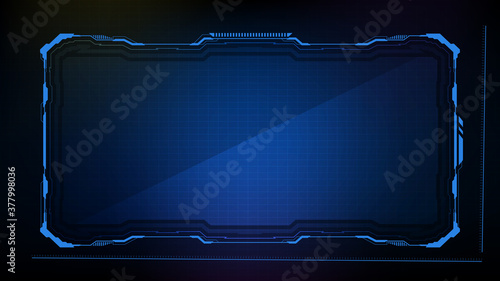 Abstract futuristic background. Blue glowing technology sci fi frame hud ui