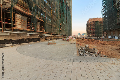 construction site of a building - facade with scaffolding photo