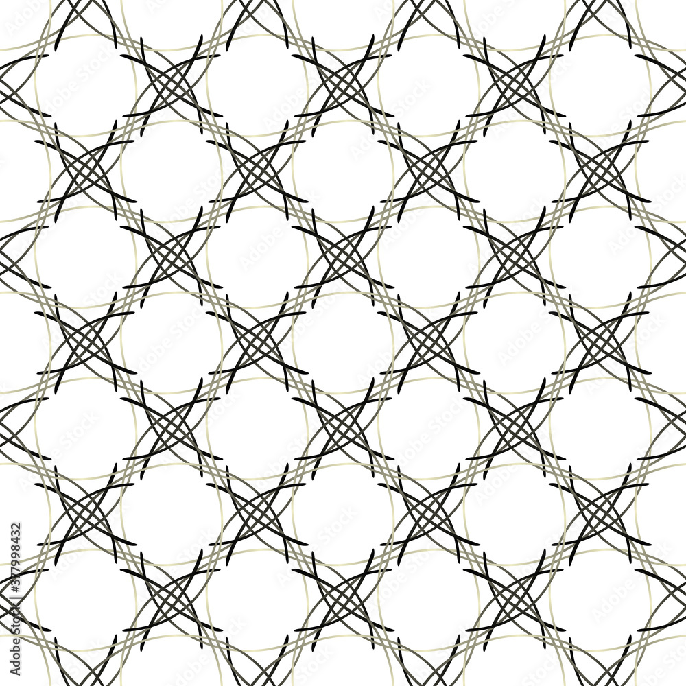 Naklejka premium vector drawing consisting of thin linear elements. patterns, lattices, straight and rounded intersecting lines.