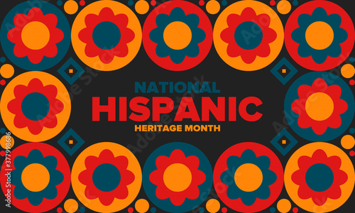 National Hispanic Heritage Month in September and October. Hispanic and Latino Americans culture. Celebrate annual in United States. Poster, card, banner and background. Vector illustration