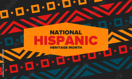 National Hispanic Heritage Month in September and October. Hispanic and Latino Americans culture. Celebrate annual in United States. Poster, card, banner and background. Vector illustration