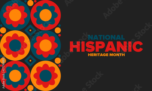 National Hispanic Heritage Month in September and October. Hispanic and Latino Americans culture. Celebrate annual in United States. Poster, card, banner and background. Vector illustration