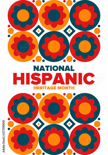 National Hispanic Heritage Month in September and October. Hispanic and Latino Americans culture. Celebrate annual in United States. Poster, card, banner and background. Vector illustration