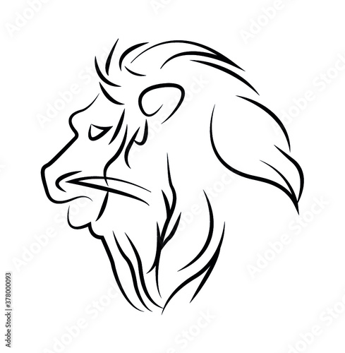 Lion face  profile silhouette