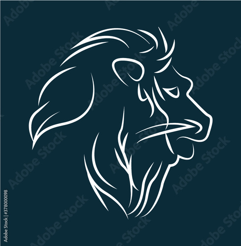 Lion face  profile silhouette