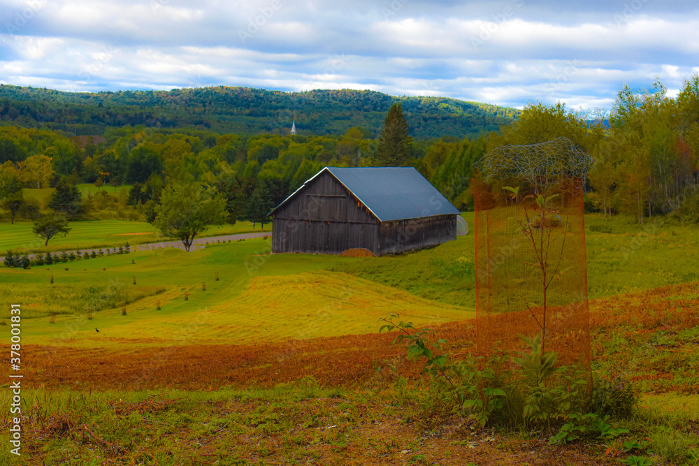 autumn farm in the countryside in Quebec, Canada