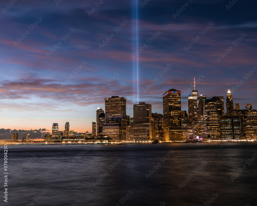 Obraz premium September 11 Memorial, New York City Lights, Cityscape