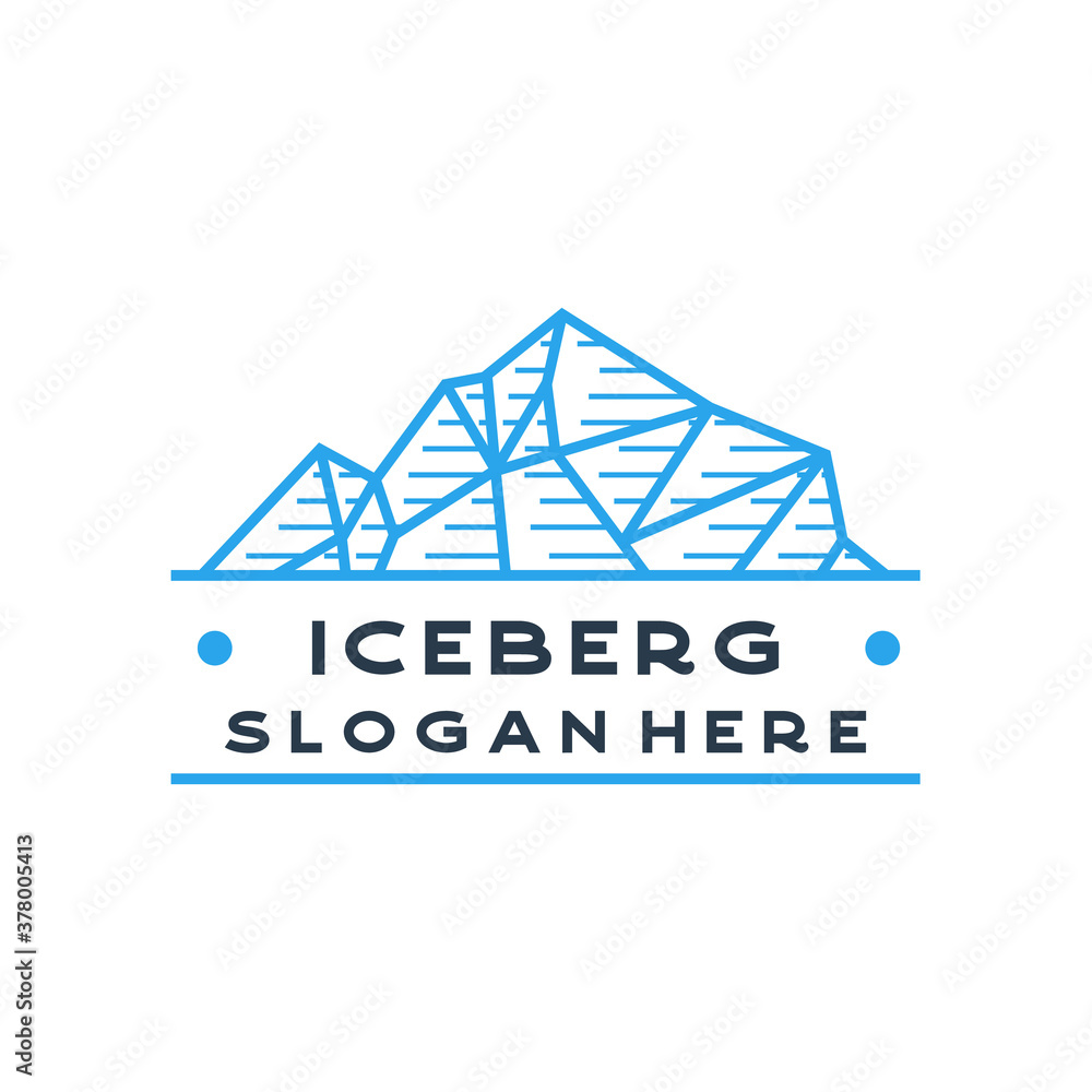 Iceberg logo geometric line outline / line art logo design inspiration