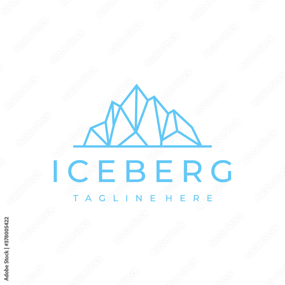 Iceberg logo geometric line outline / line art logo design inspiration