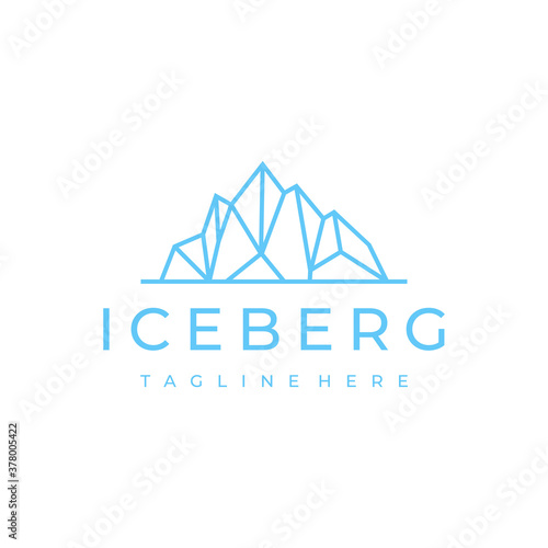 Iceberg logo geometric line outline / line art logo design inspiration