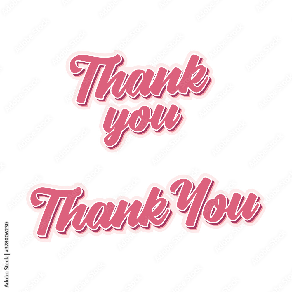 Thank You Text, Grateful, Gratitude, Thanks, Handwritten Brush Calligraphy Vector Text Illustration Background