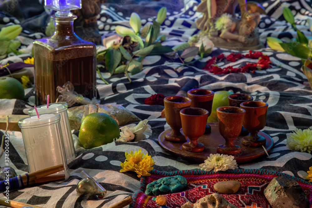 altar for a pre-Hispanic ritual in Mexico