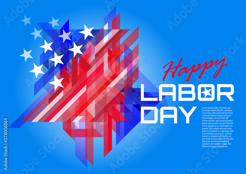 Vector Happy Labor Day card. National american holiday illustration with USA flag