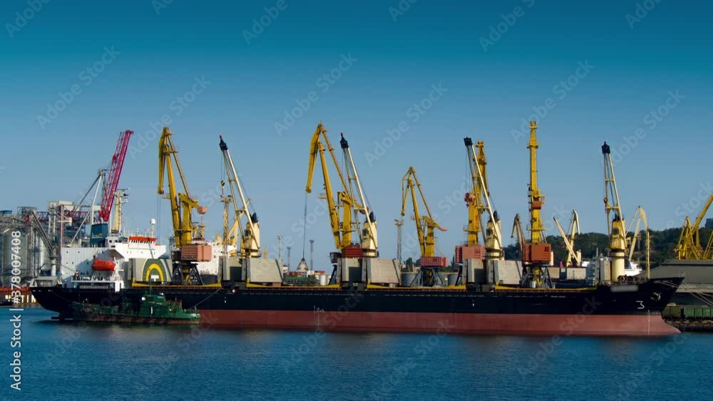 Modern harbor and global trade background Modern harbor and global trade background