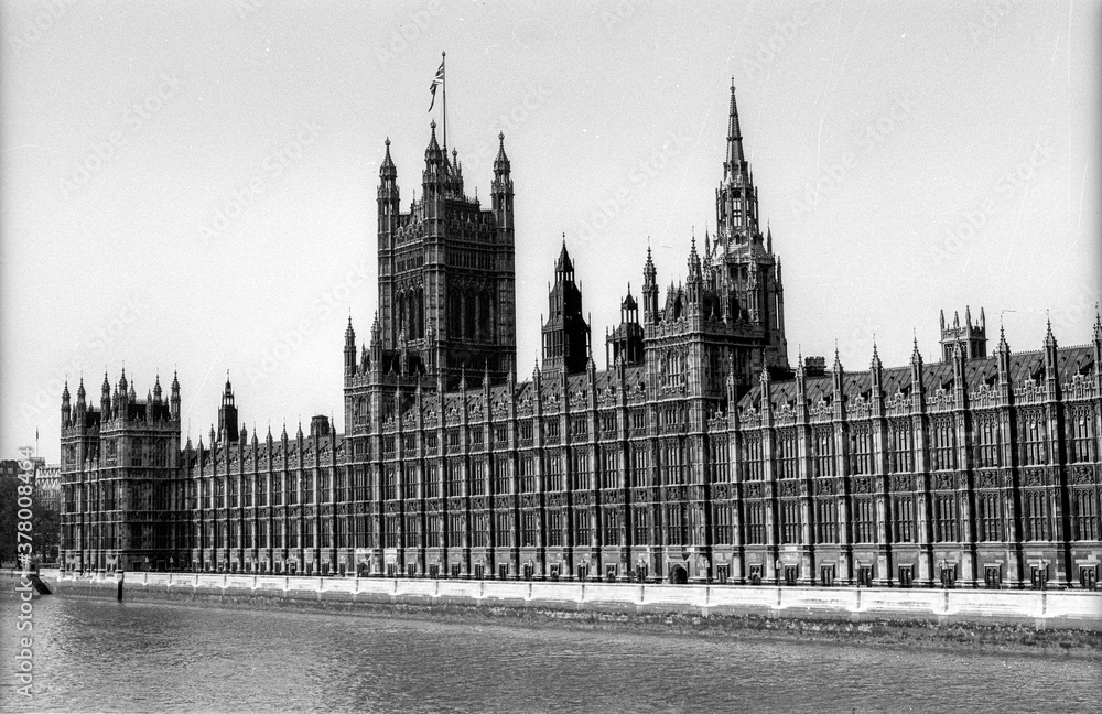 Houses of Parliament from Westminster Bridge, London, UK, 1976