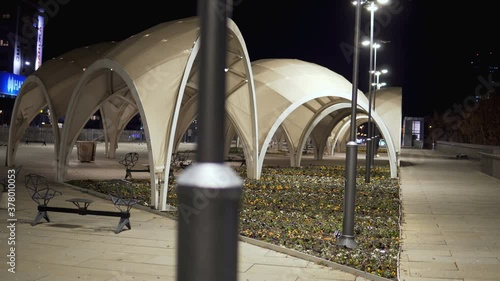 Handheld shot of square Skenderbeg in Skopje, Macedonia photo