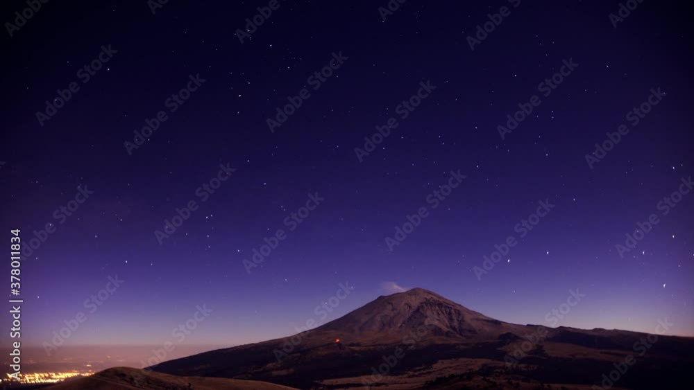 Estrellas Volcán Popocatépetl Time-lapse