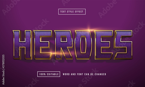 Purple heroes text effect editable premium download