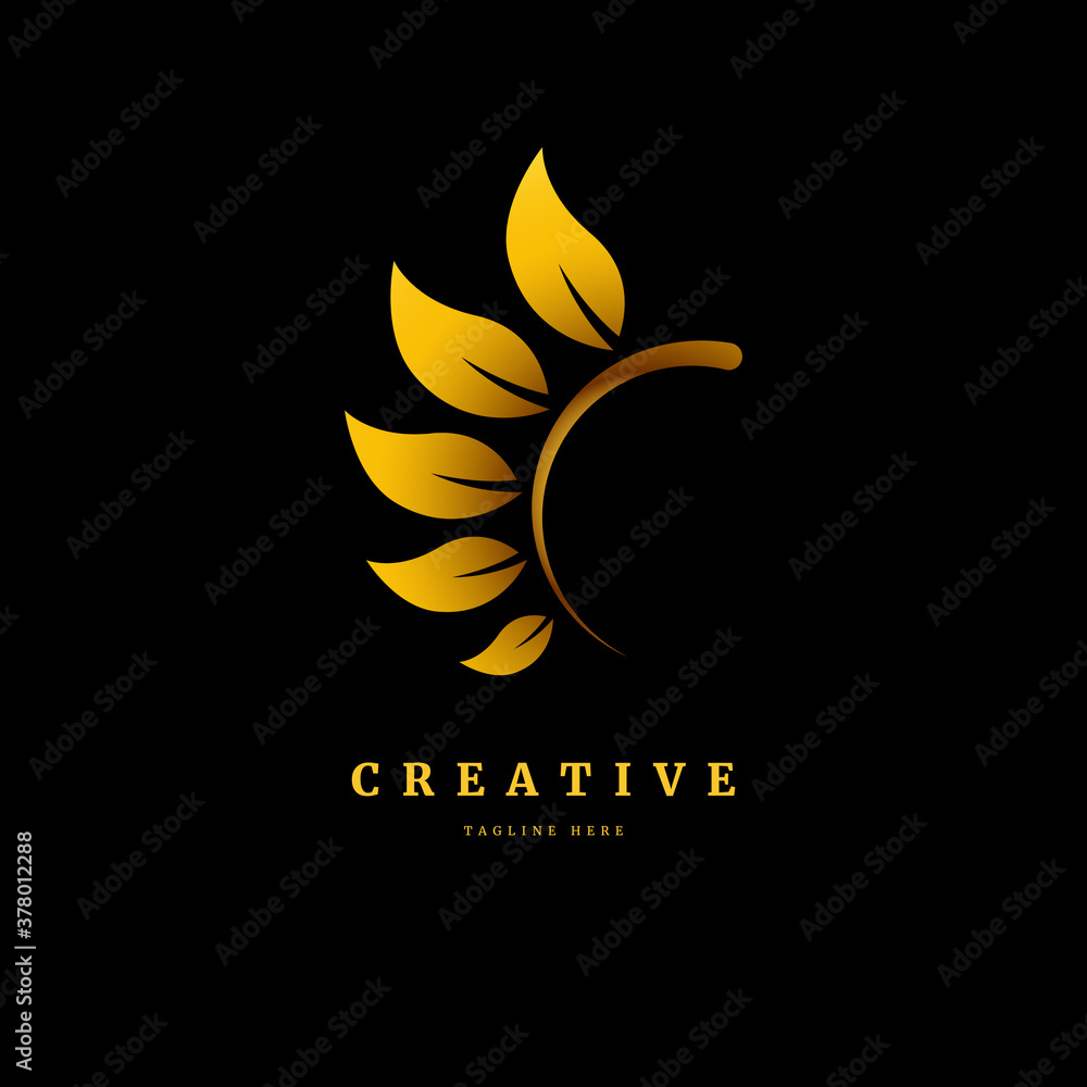 Nature logo, Floral logo concept, vector abstract emblem, outline monogram concept for organic shop Nature logo, Floral logo concept, vector abstract emblem, outline monogram concept for organic shop