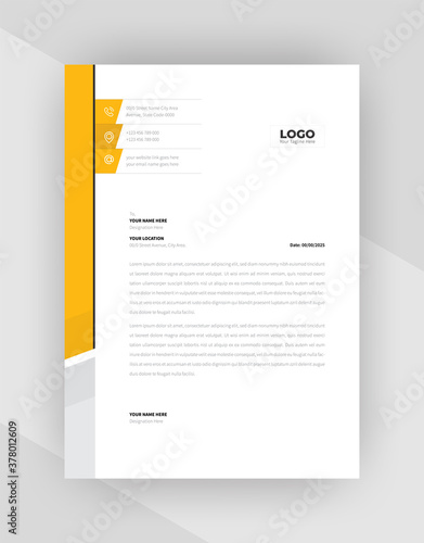 Yellow & Black Letterhead template design.