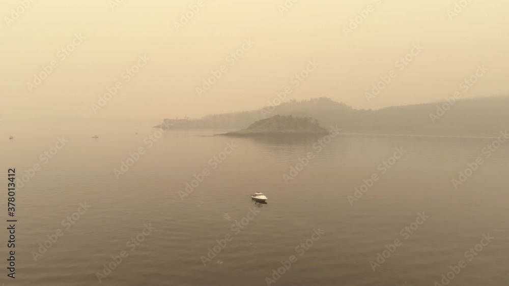 Coastline of Sooke, BC obscurred by smoke and haze from the Oregon wildfires 2020, 4K 24FPS. Coastline of Sooke, BC obscurred by smoke and haze from the Oregon wildfires 2020, 4K 24FPS.
