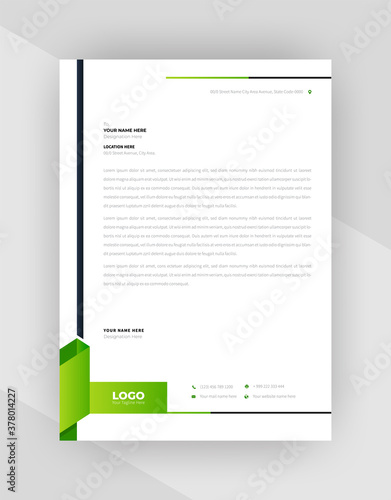 Green & Black  Abstract letterhead template design.