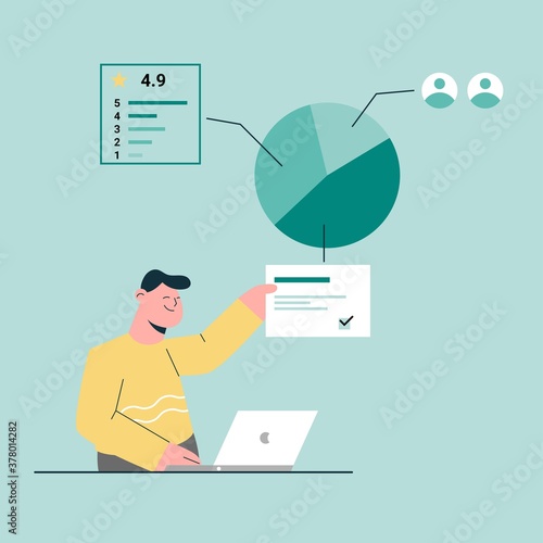 Man with pie graphic