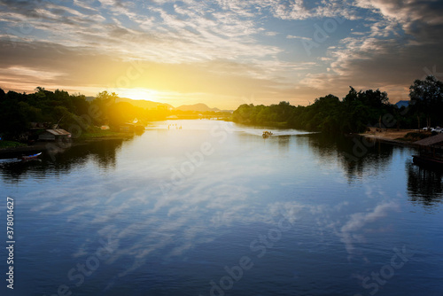 sunset over the river