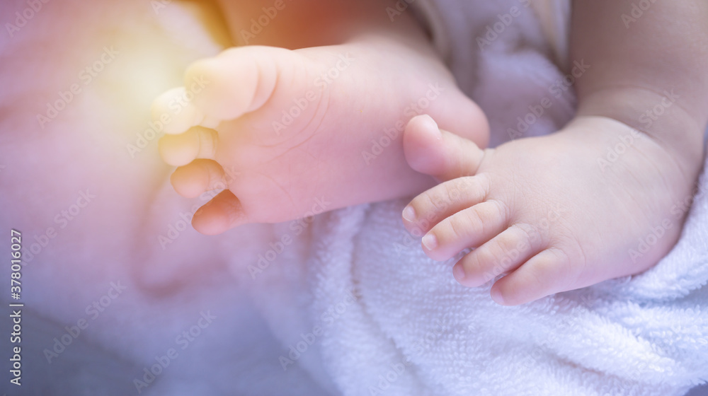Close up little feet of baby.Selective focus. Close up little feet of baby.Selective focus.