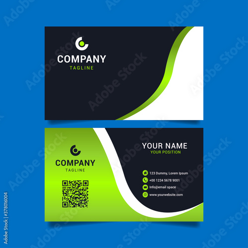 black and green business card template vector illustration