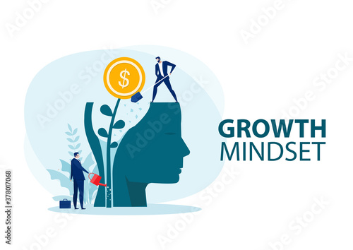 businessman Water the plants money think for growth mindset concept vector