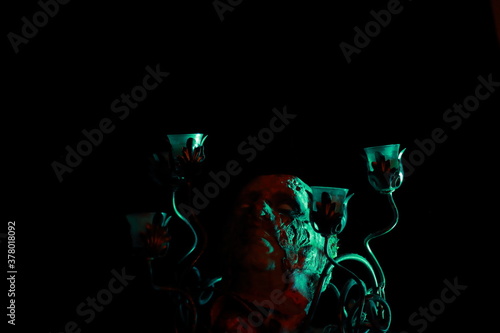 Valokuva Dead Head mounted dinner table center piece for Halloween