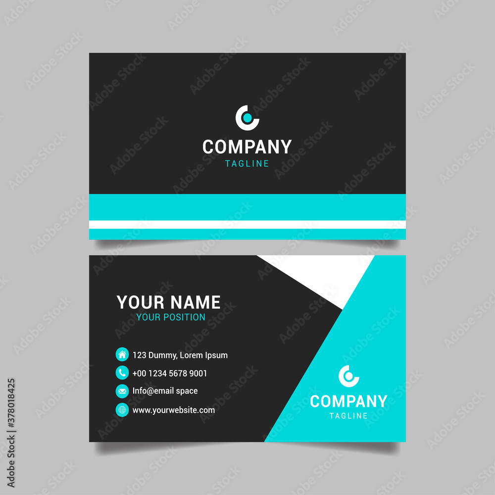 black and blue business card template vector illustration