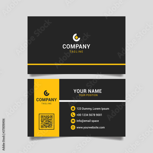 black and yellow business card template vector illustration