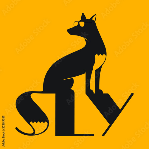 Vector Monotone Sly Fox Icon