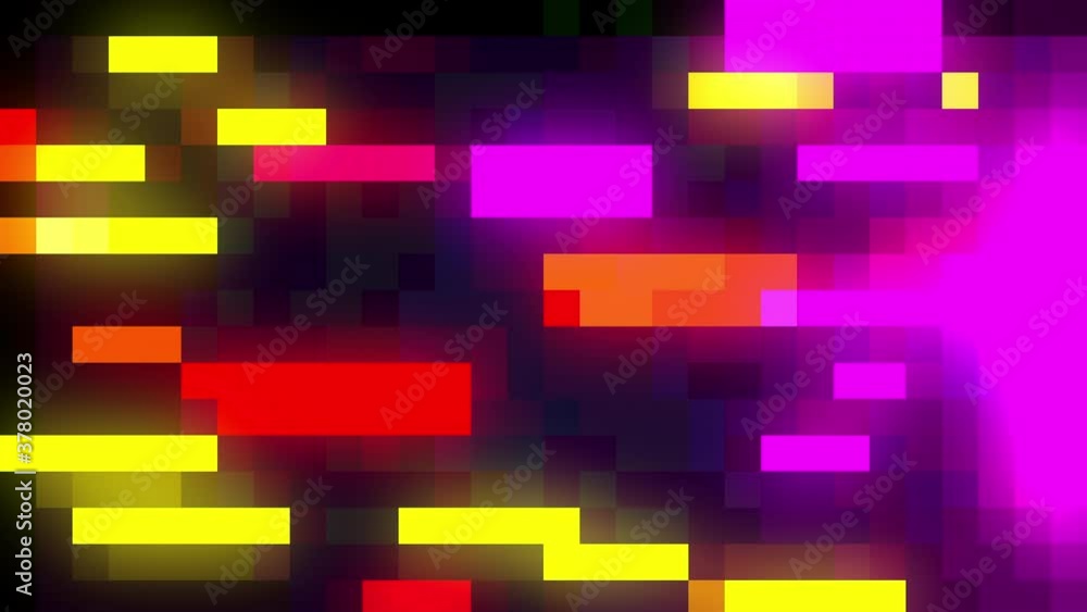 Stream of glowing colorful bloks, 3d rendering. Computer generated backdrop with pixel effect Stream of glowing colorful bloks, 3d rendering. Computer generated backdrop with pixel effect