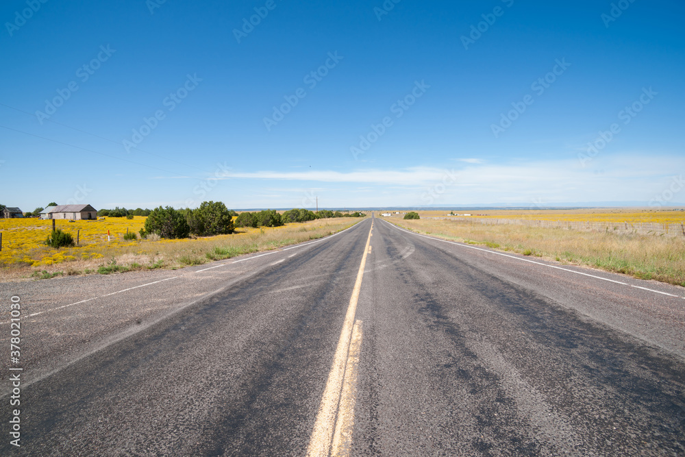 Fototapeta premium Long straight flat road ahead