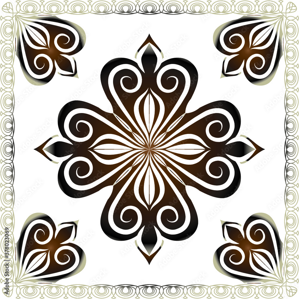 Decorative pattern of red and brown baroque motif with flowers design Illustration.scarf design vector illustration. Decorative pattern of red and brown baroque motif with flowers design Illustration.scarf design vector illustration.