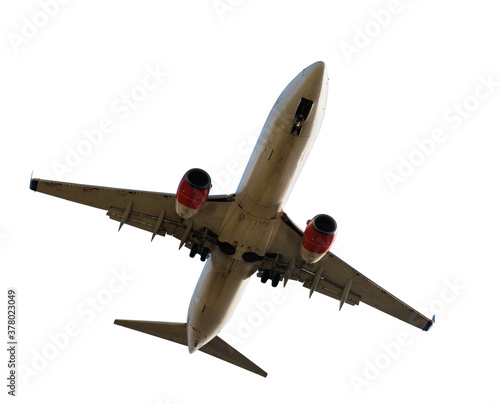 Large passenger plane isolated on white background