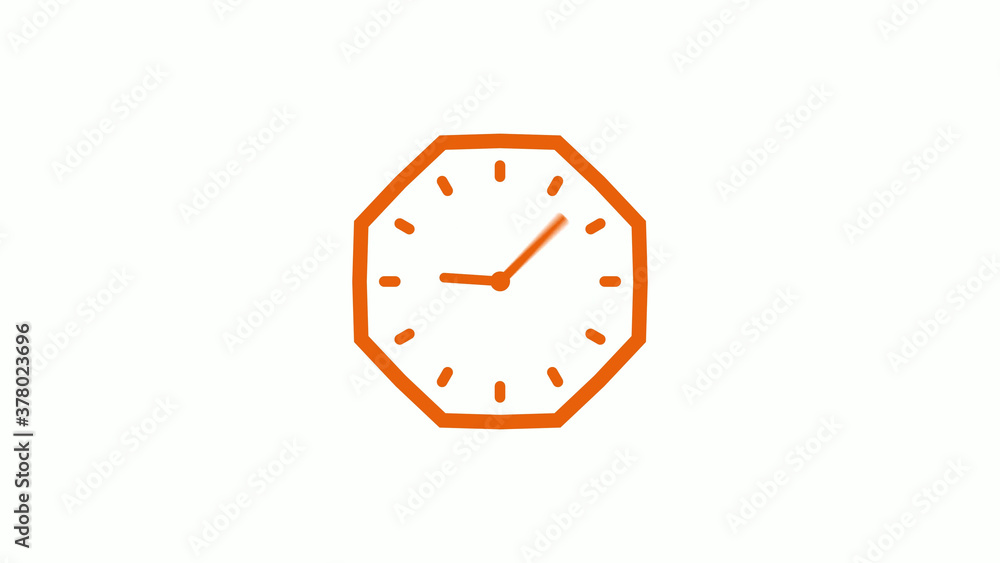 New brown color counting down 12 hours clock icon on white background New brown color counting down 12 hours clock icon on white background