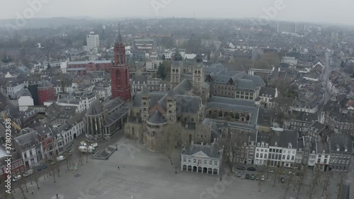 Maastricht, normally full of people, completely empty during the lockdown as a result of Covid-19. Captured from above with the DJI Mavic Pro 2 in 4K. photo