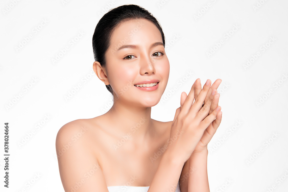 Beautiful young asian woman with clean fresh skin on white background, Face care, Facial treatment, Cosmetology, beauty and spa, Asian women portrait Beautiful young asian woman with clean fresh skin on white background, Face care, Facial treatment, Cosmetology, beauty and spa, Asian women portrait