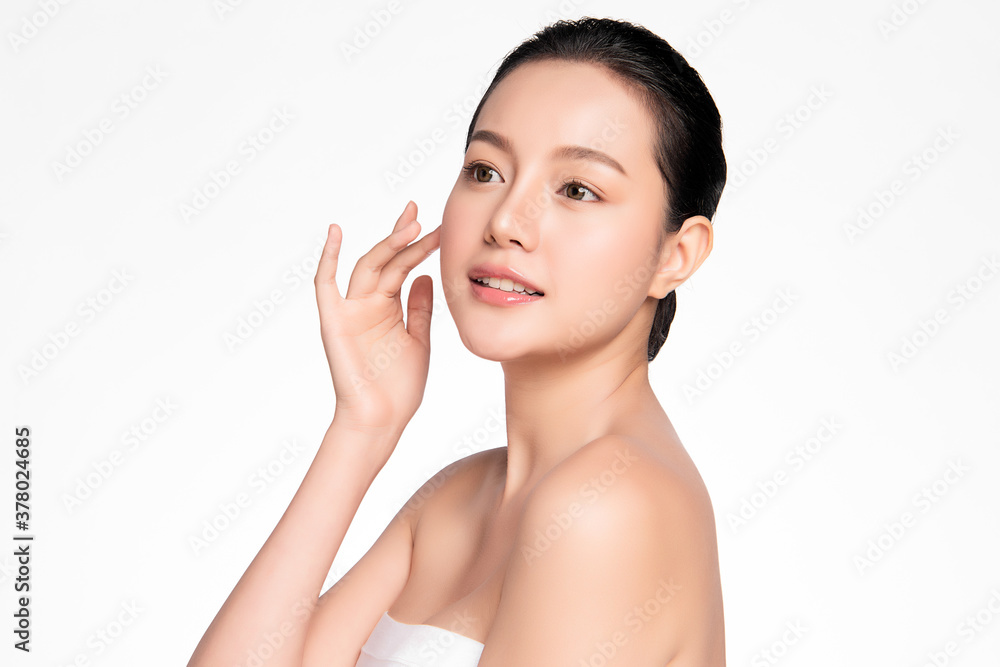 Beautiful young asian woman with clean fresh skin on white background, Face care, Facial treatment, Cosmetology, beauty and spa, Asian women portrait Beautiful young asian woman with clean fresh skin on white background, Face care, Facial treatment, Cosmetology, beauty and spa, Asian women portrait