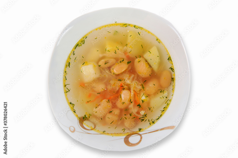 Homemade vegetable soup with white beans Homemade vegetable soup with white beans