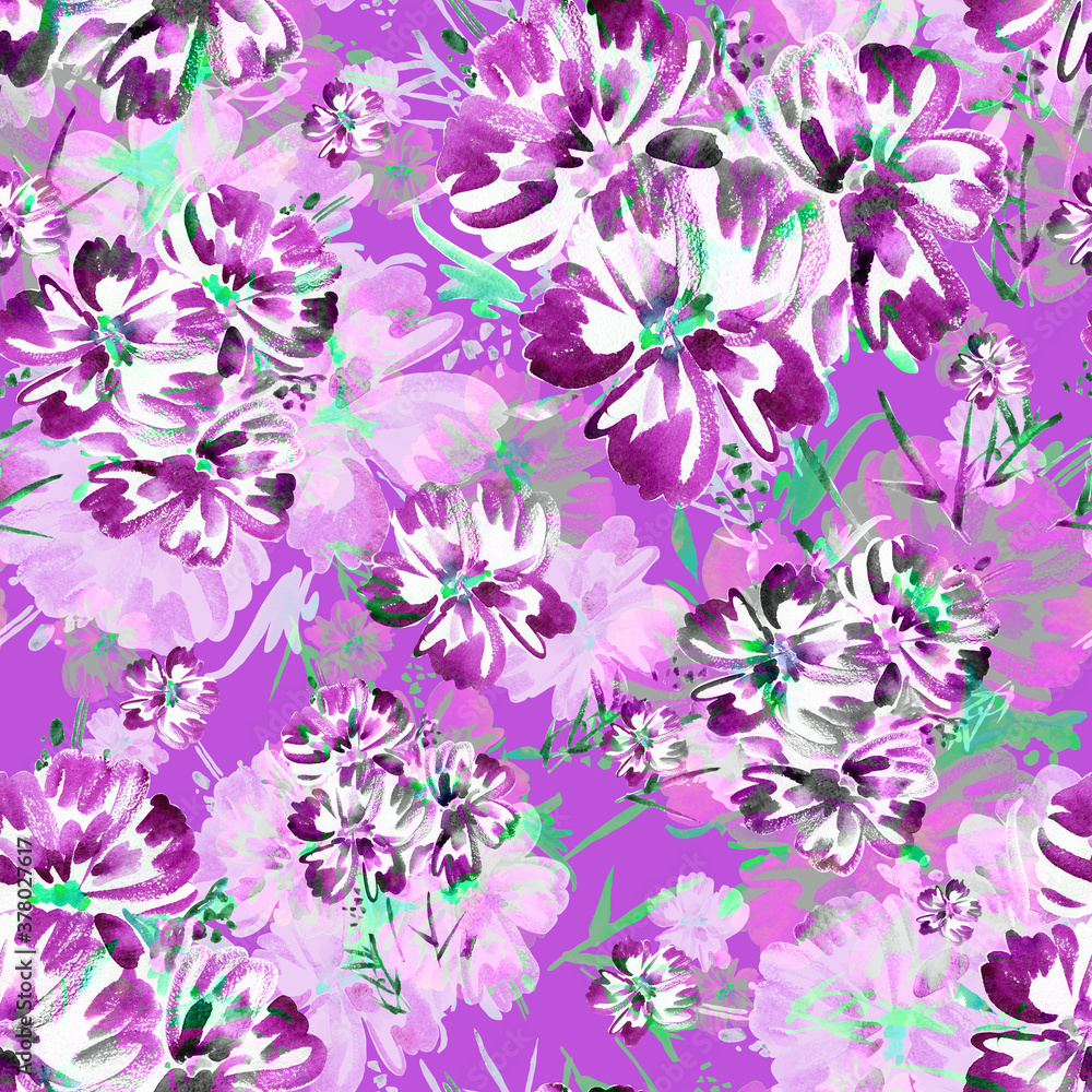 Seamless pattern of blue wildflowers Seamless pattern of blue wildflowers