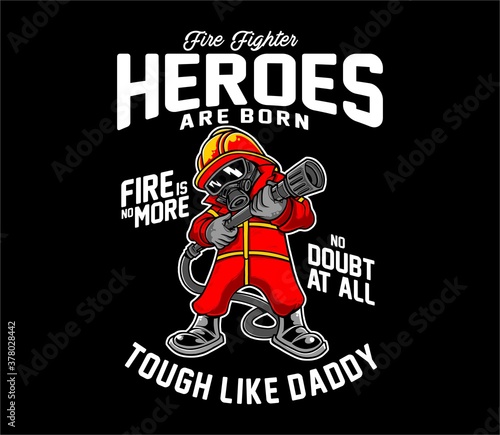 fire Fighter cartoon for T shirt graphic