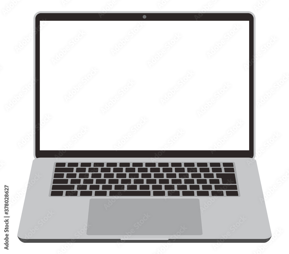 正面向きのシンプルなノートパソコン 画面内透過 正面向きのシンプルなノートパソコン 画面内透過