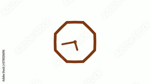 New brown dark counting down 12 hours clock icon on white background